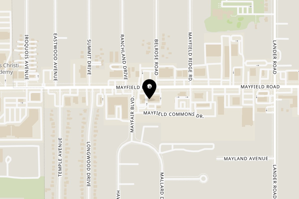 Map showing the location of P.K. Curry House on 5850 Mayfield Rd in Mayfield Heights